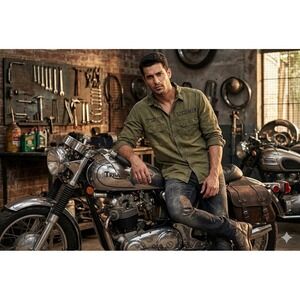 The Roadster Life Utility Shirt Button Up Med OD Green Military Workwear Canvas